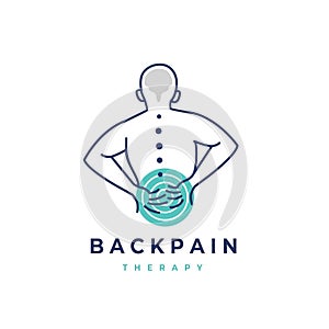 Back pain vector logo illustration. Chiropractic icon design Spine