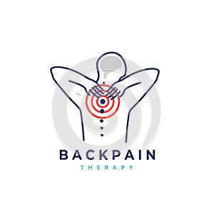 Back pain vector logo illustration.
