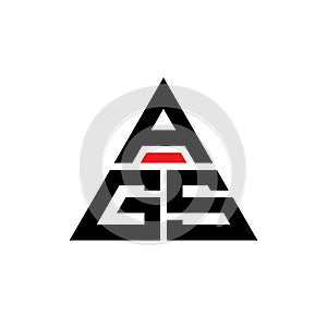 AGS triangle letter logo design with triangle shape. AGS triangle logo design monogram. AGS triangle vector logo template with red