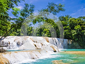 Agua Azul waterfalls in the rainforest of Chiapas, Mexico