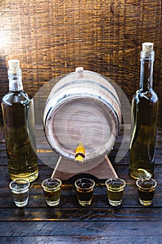 Aguardiente or brandy Traditional Spanish and Brazilian drink, strong drink, grape brandy, rum, gin, silver tequila, pinga,