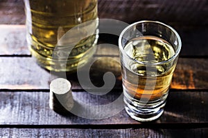 Aguardiente or brandy Traditional Spanish and Brazilian drink, strong drink, grape brandy, rum, gin, silver tequila, pinga,