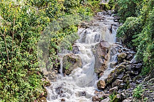 Aguas Caliente river running thru the town of Aguas Caliente, Peru