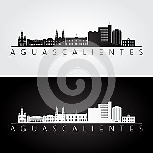 Aguascalientes skyline and landmarks silhouette photo