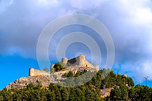 Aguilar de Campoo castle on a hill Castilla y León, Spain