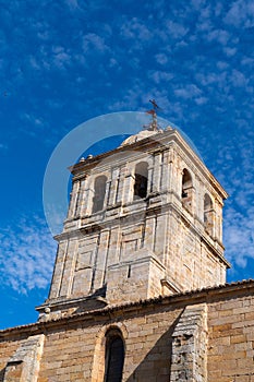 Aguilar de Campoo church tower of St. Michael town square Palencia, Castilla y León, Spain