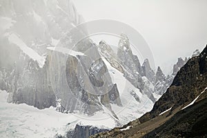 Aguja Bifida in the Cerro Torre Group at the Los Glaciares National Park, Argentina photo