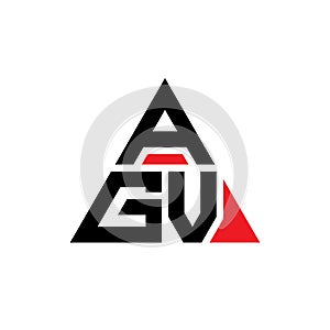 AGV triangle letter logo design with triangle shape. AGV triangle logo design monogram. AGV triangle vector logo template with red