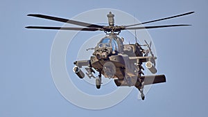 AH 64 Apache - military helicopter performing a demonstration flight