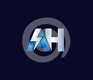 AH Alphabet Electric Logo Design Concept