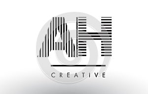 AH A H Black and White Lines Letter Logo Design.