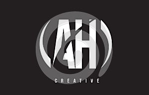 AH A H White Letter Logo Design with Black Background. photo