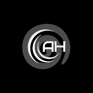 AH letter logo design on black background.AH creative initials letter logo concept.AH letter design