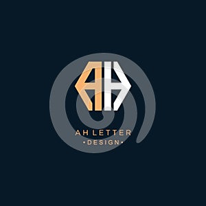 AH Letter Logo Design with Sans Serif Font Vector Illustration. - Vector