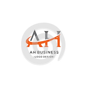 AH Letter Logo Design with Serif Font and swoosh Vector Illustration