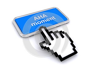 Aha moment button on white