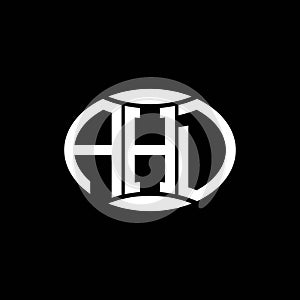 AHD abstract monogram circle logo design on black background. AHD Unique creative initials letter logo photo