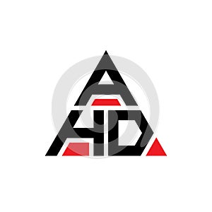 AHD triangle letter logo design with triangle shape. AHD triangle logo design monogram. AHD triangle vector logo template with red photo