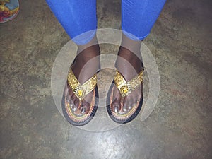 Ahenema sandals on woman foots
