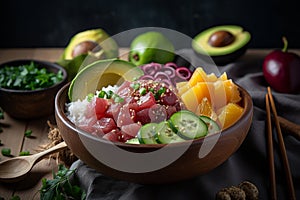 Ahi tuna poke bowl meal AI generated