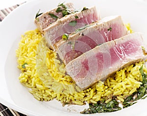 Ahi Tuna Steak With Rice