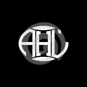 AHL abstract monogram circle logo design on black background. AHL Unique creative initials letter logo