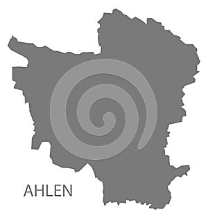 Ahlen city map with boroughs grey illustration silhouette shape