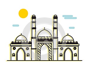 Ahmedabad City - Jhulta Minara Sidi Bashir Mosque - Icon Illustration photo