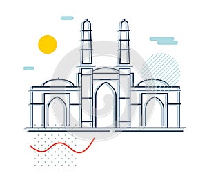 Ahmedabad City - Jhulta Minara Sidi Bashir Mosque - Icon Illustration photo