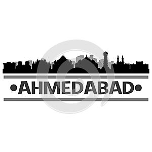 Ahmedabad India Asia Icon Vector Art Design Skyline Night Flat Shadow