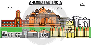 Ahmedabad, India, asian. City skyline, architecture, buildings, streets, silhouette, landscape, panorama, landmarks