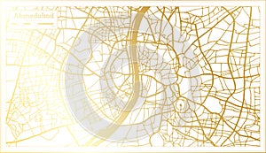 Ahmedabad India City Map in Retro Style in Golden Color. Outline Map