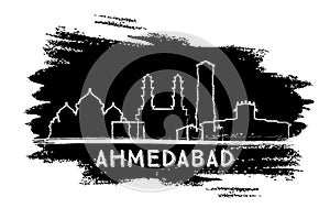 Ahmedabad India City Skyline Silhouette. Hand Drawn Sketch