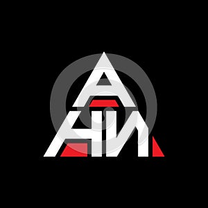 AHN triangle letter logo design with triangle shape. AHN triangle logo design monogram. AHN triangle vector logo template with red