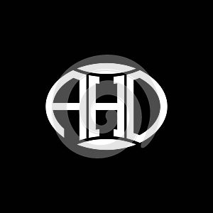 AHO abstract monogram circle logo design on black background. AHO Unique creative initials letter logo photo