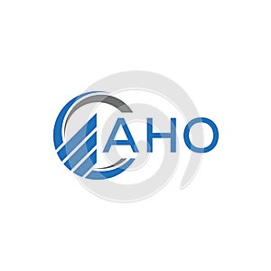 AHO Flat accounting logo design on white background. AHO creative initials Growth graph letter logo concept. AHO business finance photo