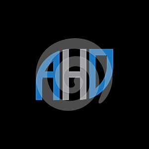 AHO letter logo design on black background.AHO creative initials letter logo concept.AHO letter design photo