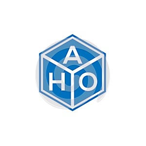 AHO letter logo design on black background. AHO creative initials letter logo concept. AHO letter design photo