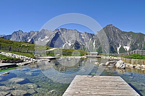 Ahornsee lake in the Alps. Zillertal valley, state of Tyrol, Austria