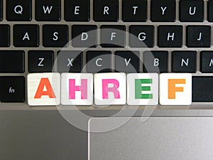 Ahref HTML tag on keyboard background