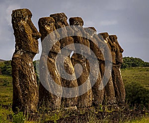 Ahu Akivi Ceremonial platform,Easter Island.