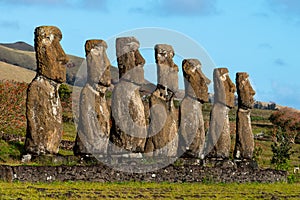 Ahu Akivi on Easter Island, Chile