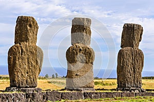 Ahu Akivi site in Easter Island, Chile