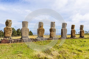 Ahu Akivi site in Easter Island, Chile