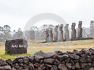 Ahu Akivi under the rain photo