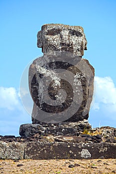 Ahu Ature Huki, Anakena Beach, Easter Island, Chile. photo