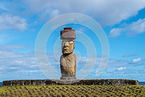 Ahu Ko Te Riku in the Tahai complex on Easter Island, Chile photo