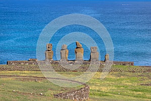 Ahu Tahai Moai Statues near Hanga Roa - Easter Island, Chile photo