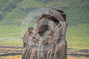 Ahu Tongariki on Easter Island or Rapa Nui. Fifteen Moai statues in Polynesian Chile