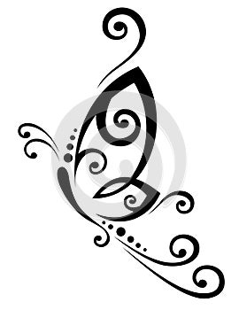 Butterfly Black and White Tribal Tattoo